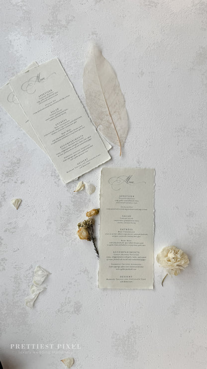 Handmade Paper Wedding Menus | Style 2694