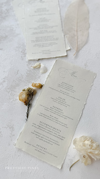 Handmade Paper Wedding Menus | Style 2694