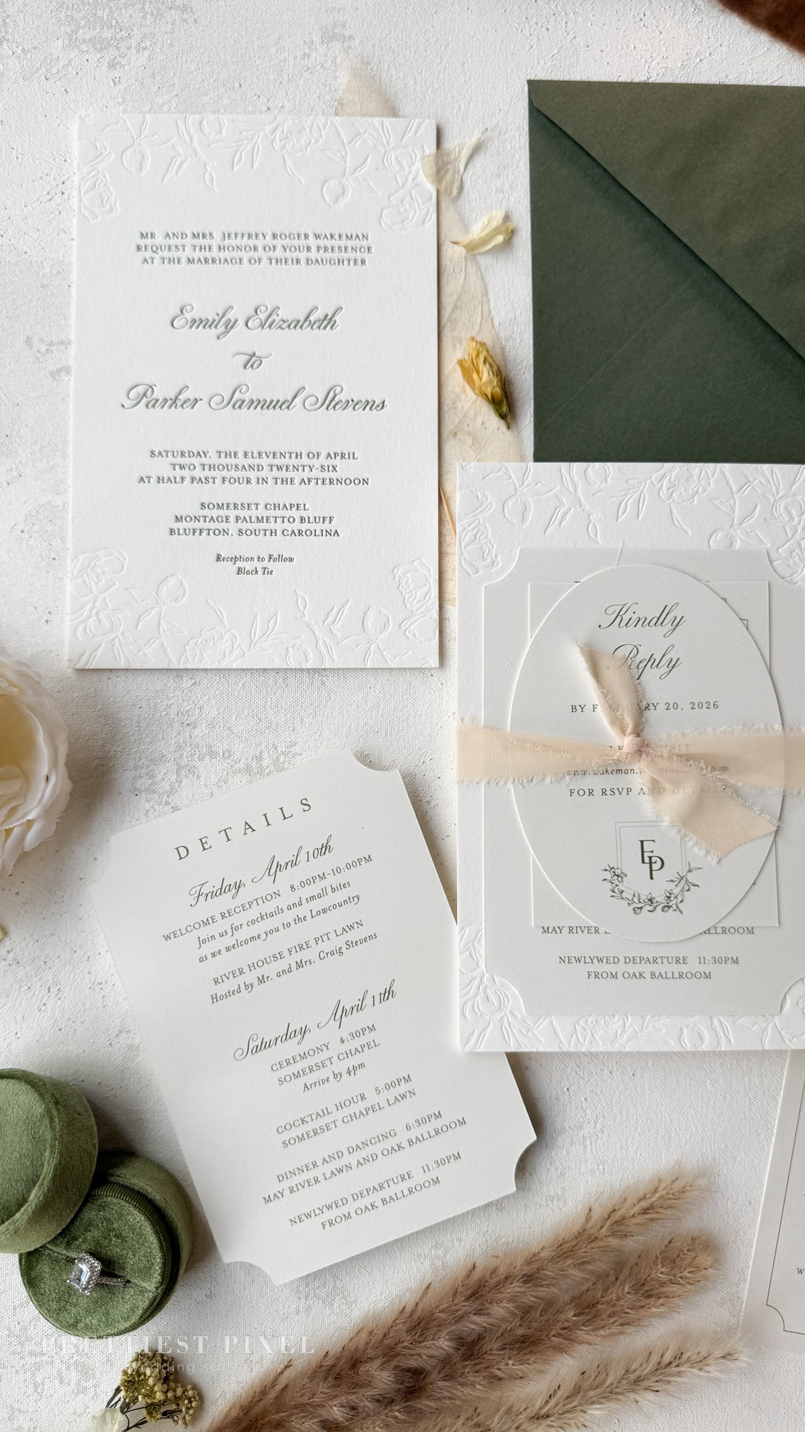 Oversized Letterpress Wedding Invitations Style 4120