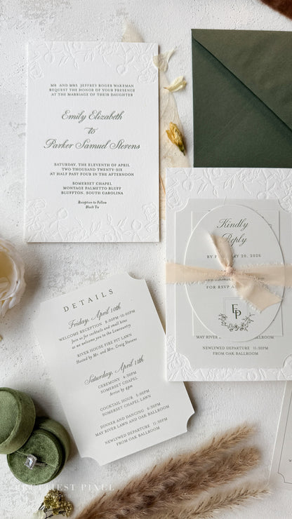 Oversized Letterpress Wedding Invitations Style 4120