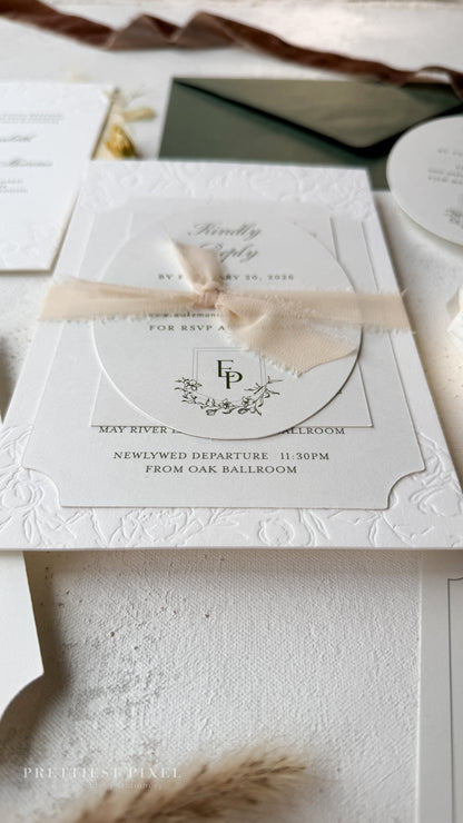 Oversized Letterpress Wedding Invitations Style 4120