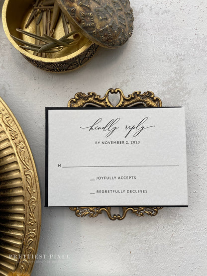 Black and White Letterpress Wedding Invitations | Black Invitations |  Style 1408