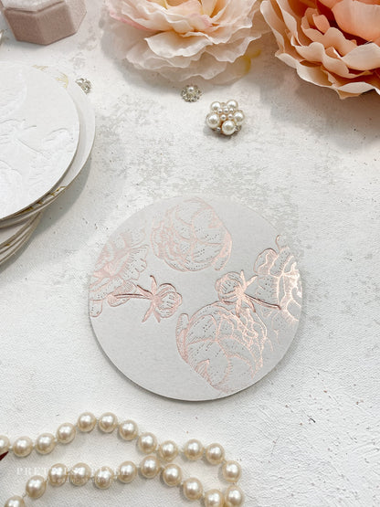 Peony Party Drink Coasters |  Disposable and Recyclable | Party Favor with Foil Accent | Set of 10 | Style 777