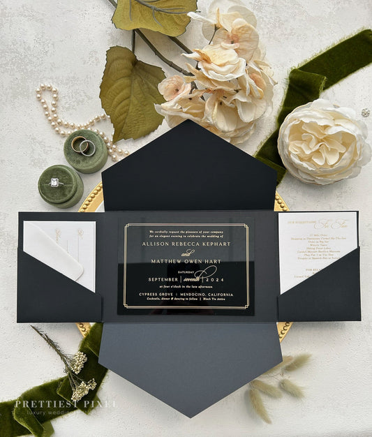 Black Acrylic Wedding Invitations | Style 58