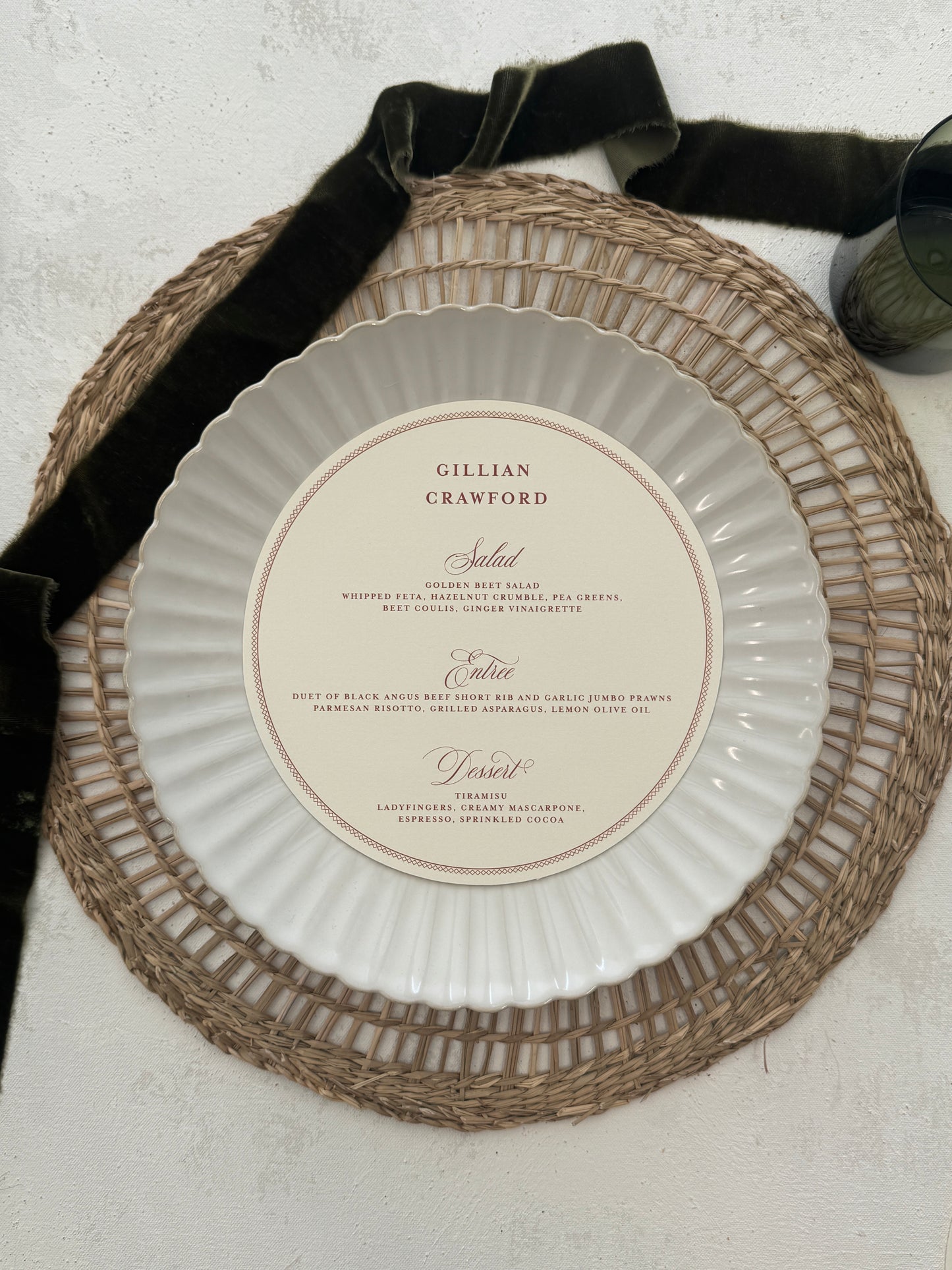Round Circular Wedding Menu | Style 220