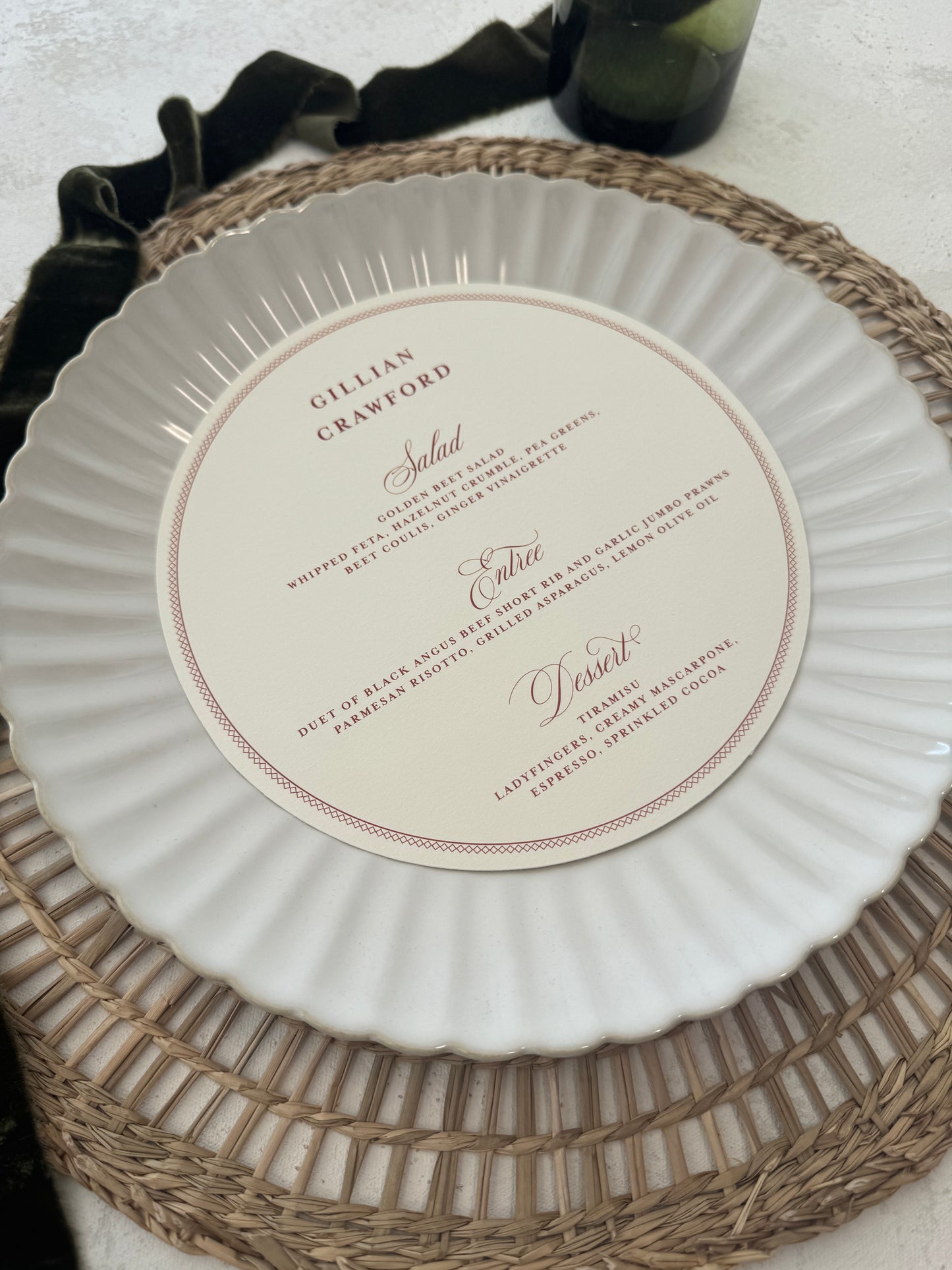 Round Circular Wedding Menu | Style 220