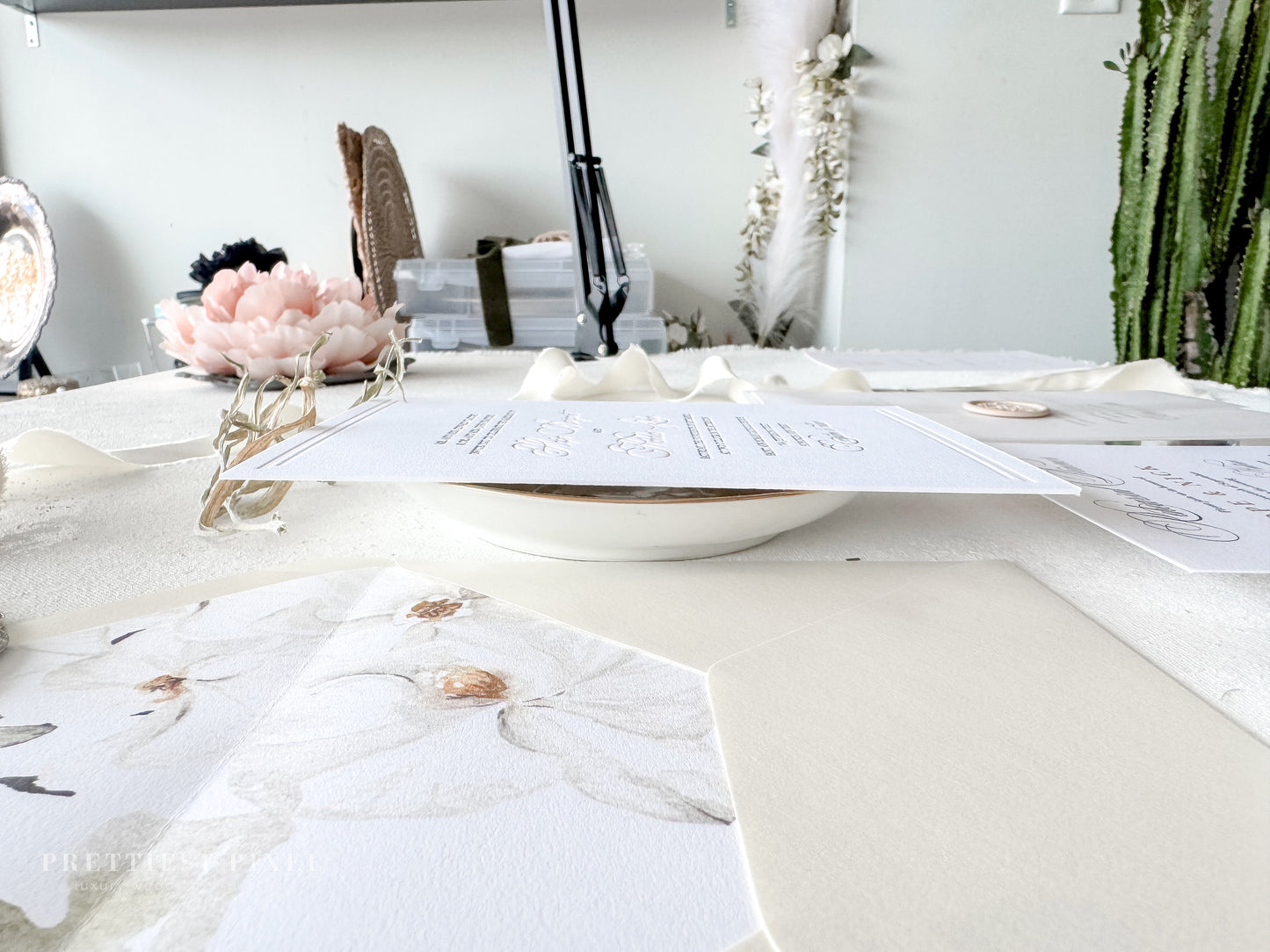 Elegant Gold Foil Wedding Invitations |  Letterpress Invites Style 1109