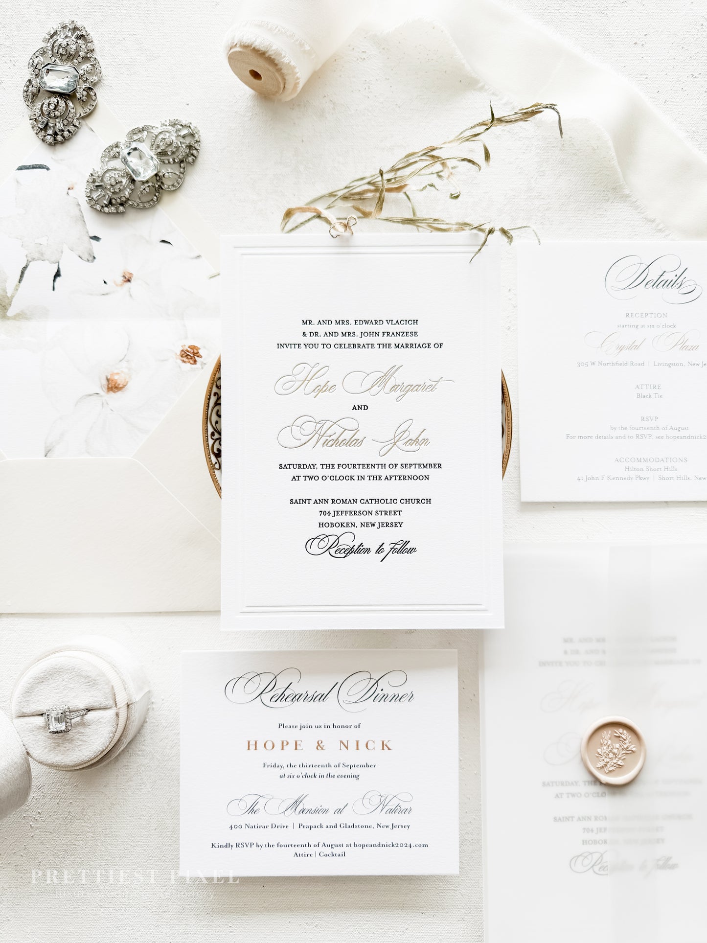 Elegant Gold Foil Wedding Invitations |  Letterpress Invites Style 1109