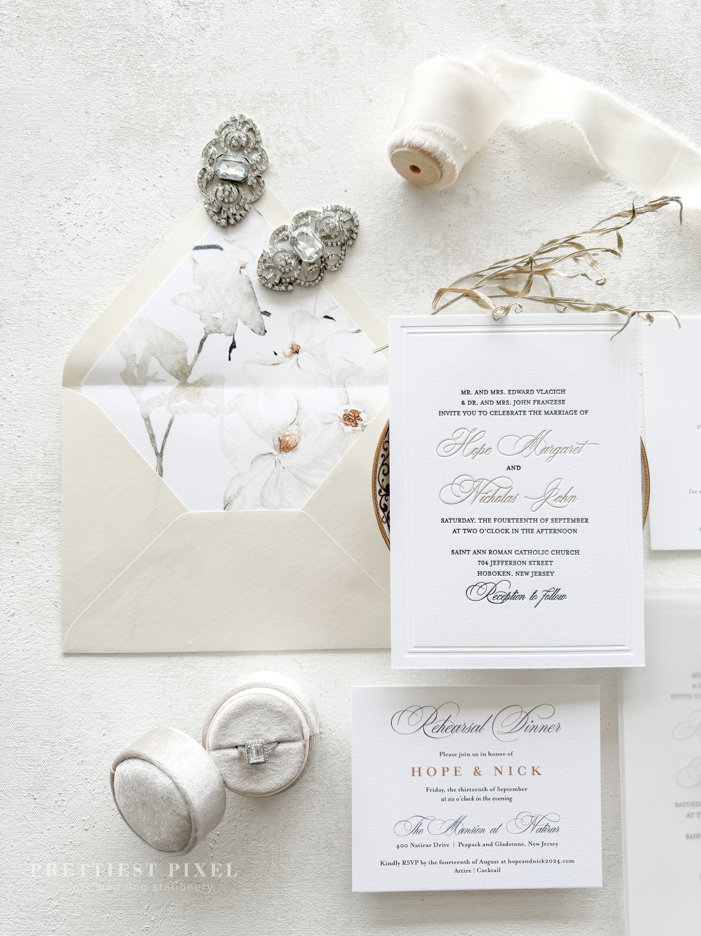 Elegant Gold Foil Wedding Invitations |  Letterpress Invites Style 1109