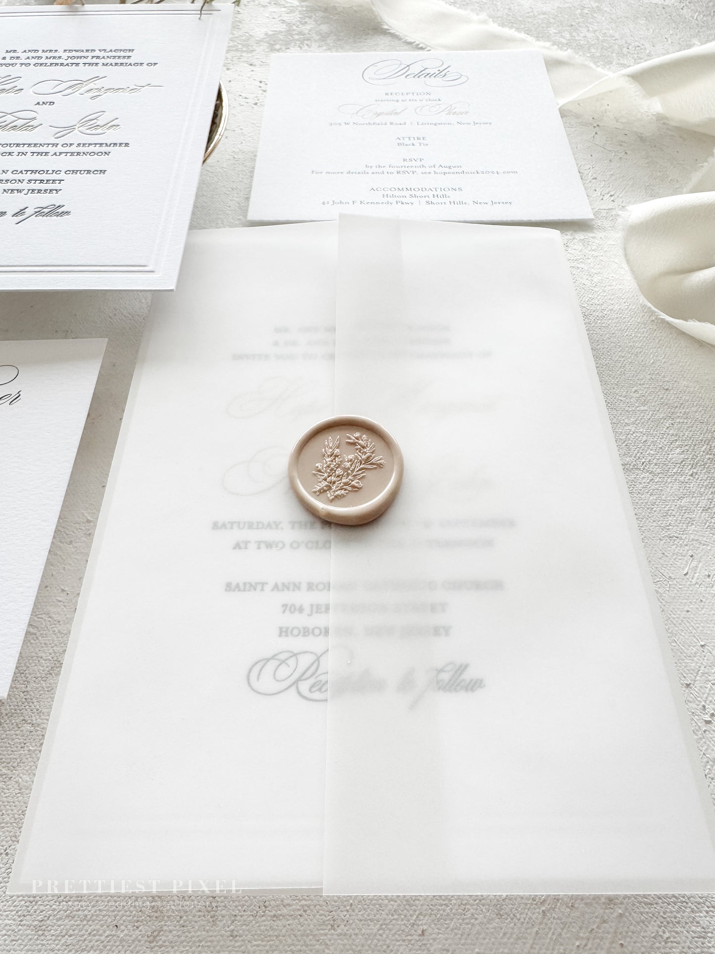 Elegant Gold Foil Wedding Invitations |  Letterpress Invites Style 1109