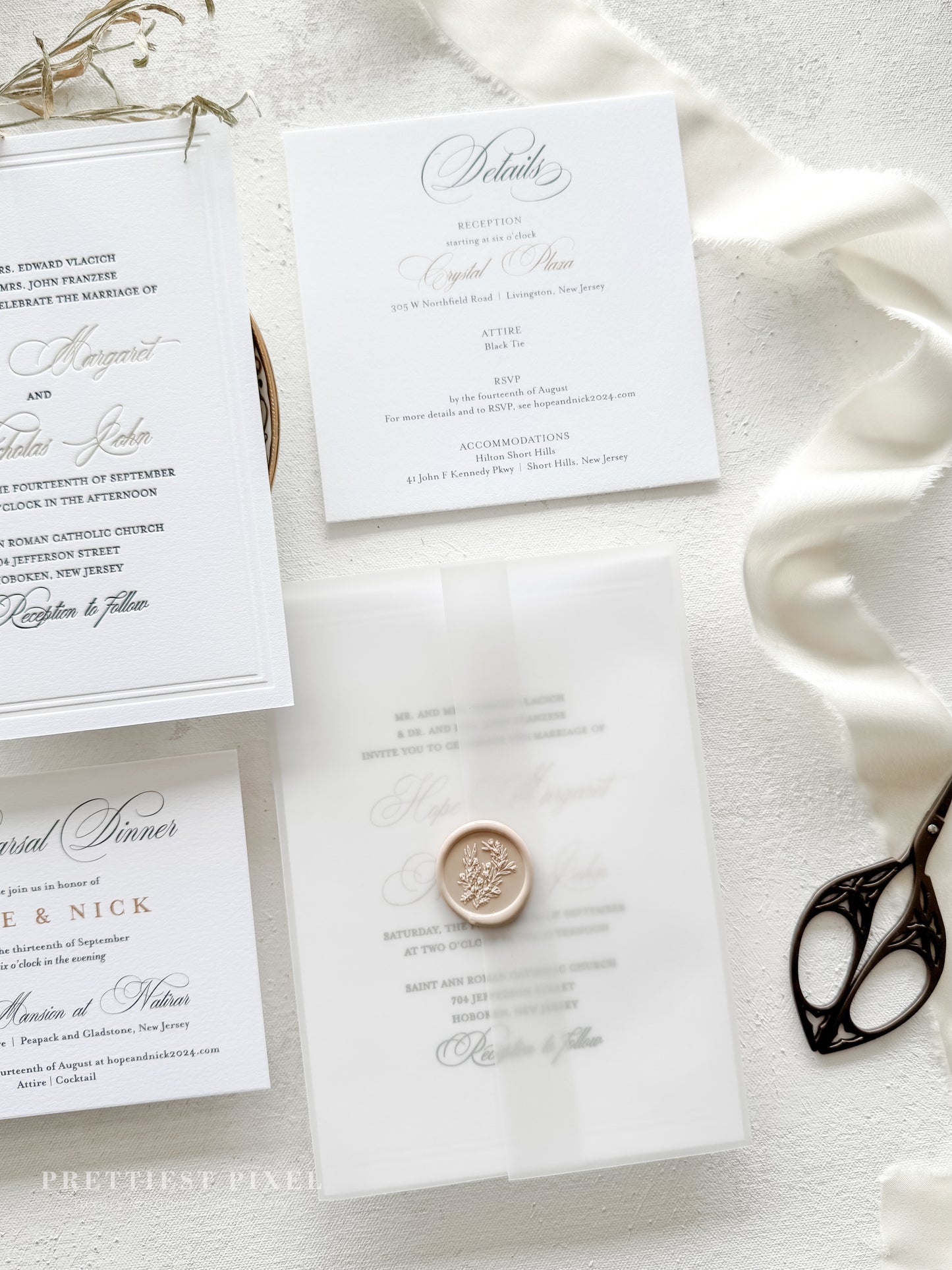 Elegant Gold Foil Wedding Invitations |  Letterpress Invites Style 1109