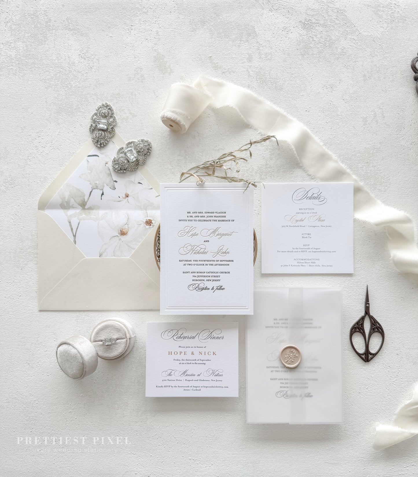 Elegant Gold Foil Wedding Invitations |  Letterpress Invites Style 1109