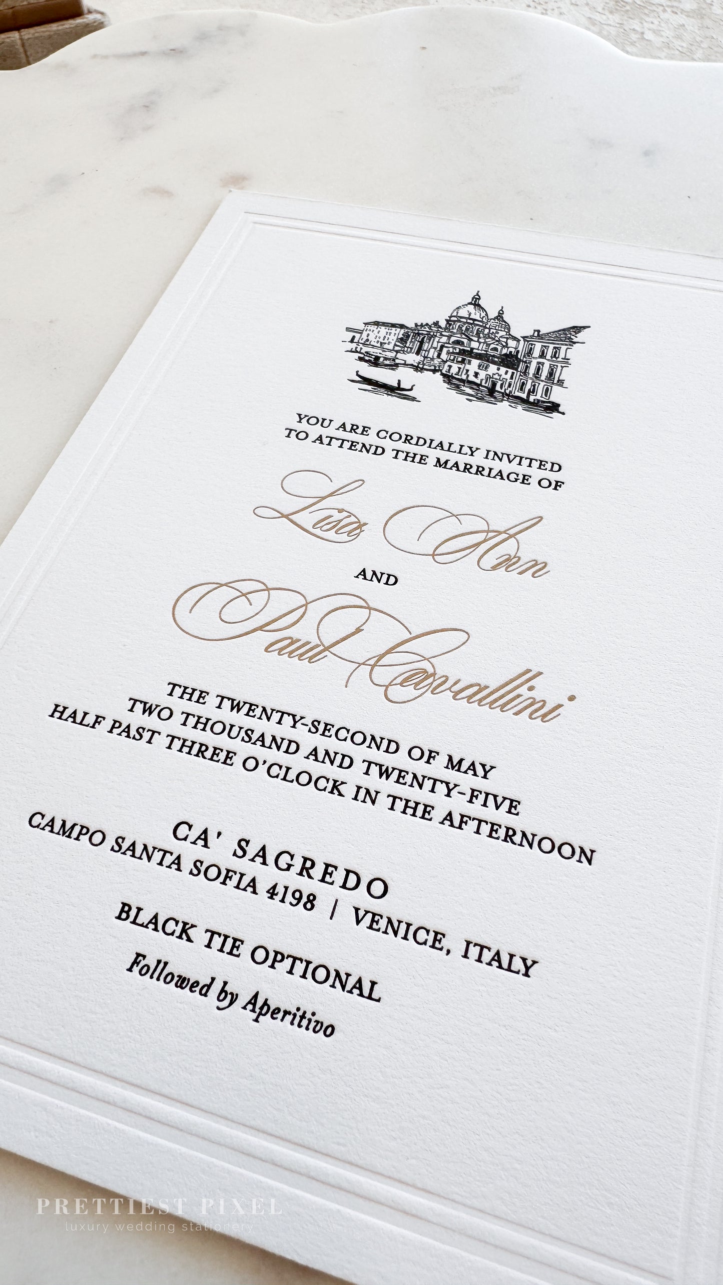 Letterpress Foil Italian Wedding Invitations | Style 2668