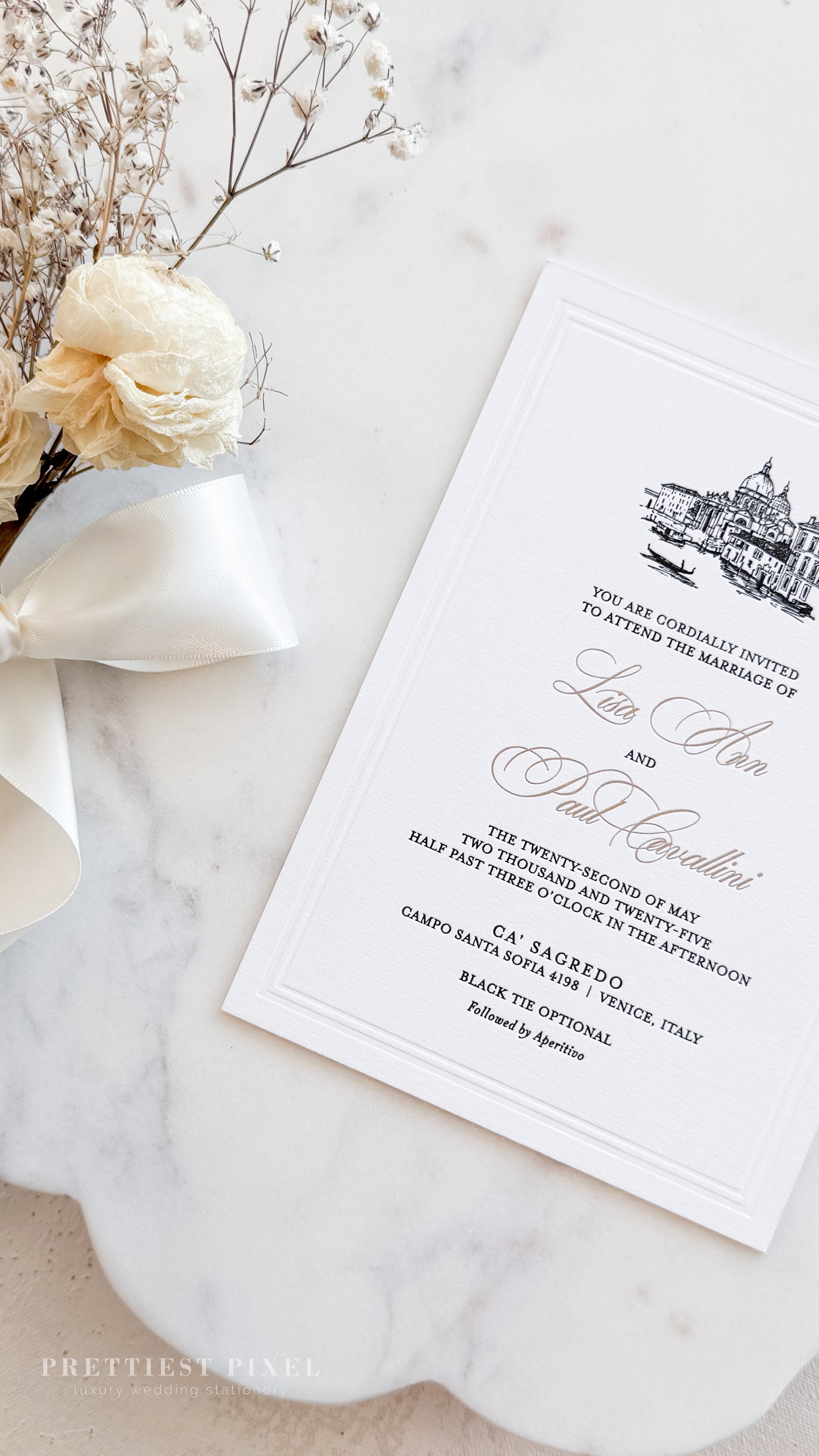 Letterpress Foil Italian Wedding Invitations | Style 2668