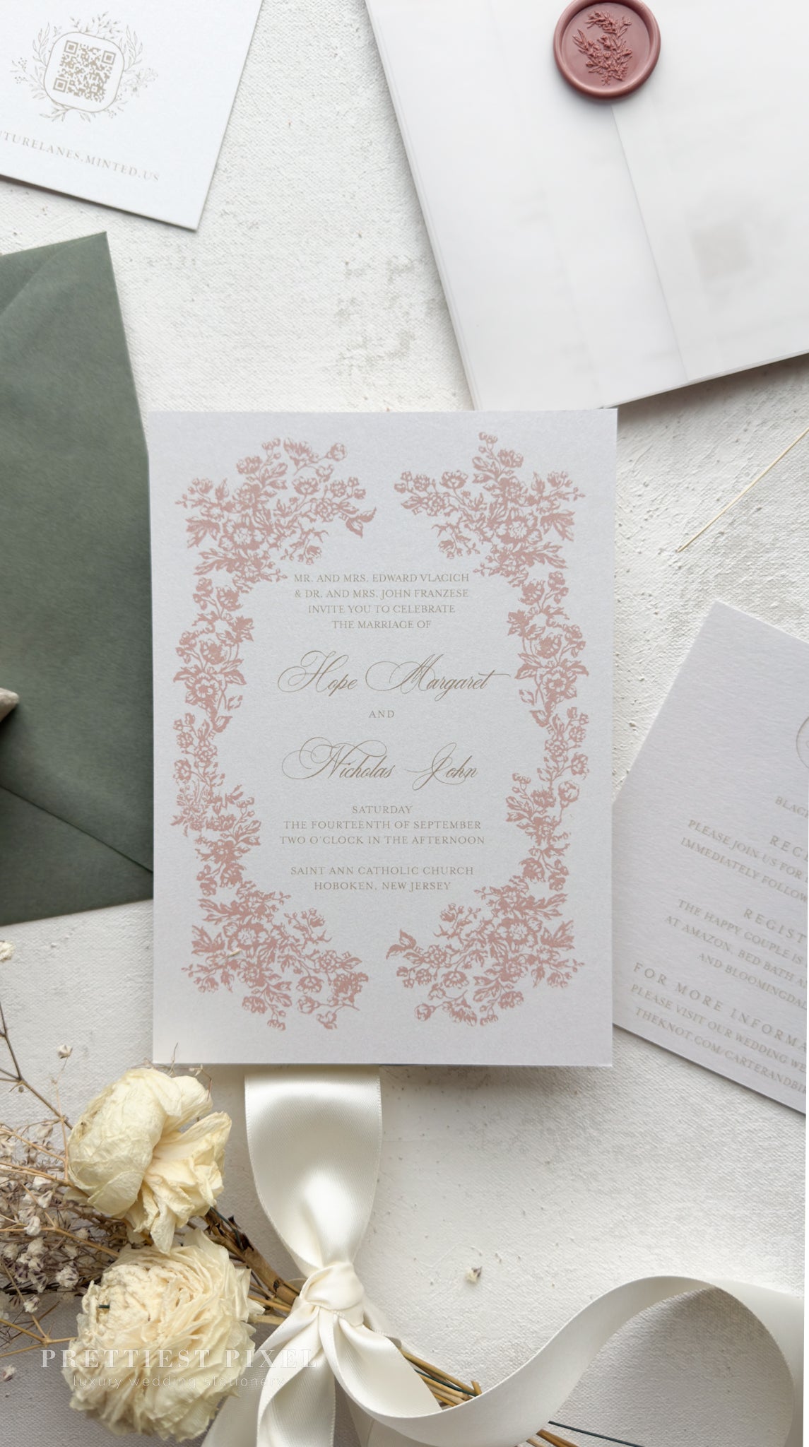 Digitally Printed Wedding Invitations – Elegant Invitation Suite with RSVP Card Included Style 97