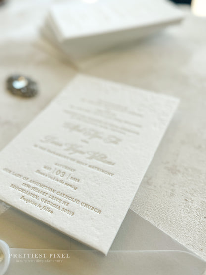 Embossed Letterpress Invitations | Neutrals | Wedding Invitation - Style 991