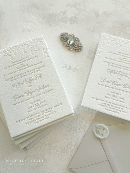 Embossed Letterpress Invitations | Neutrals | Wedding Invitation - Style 991