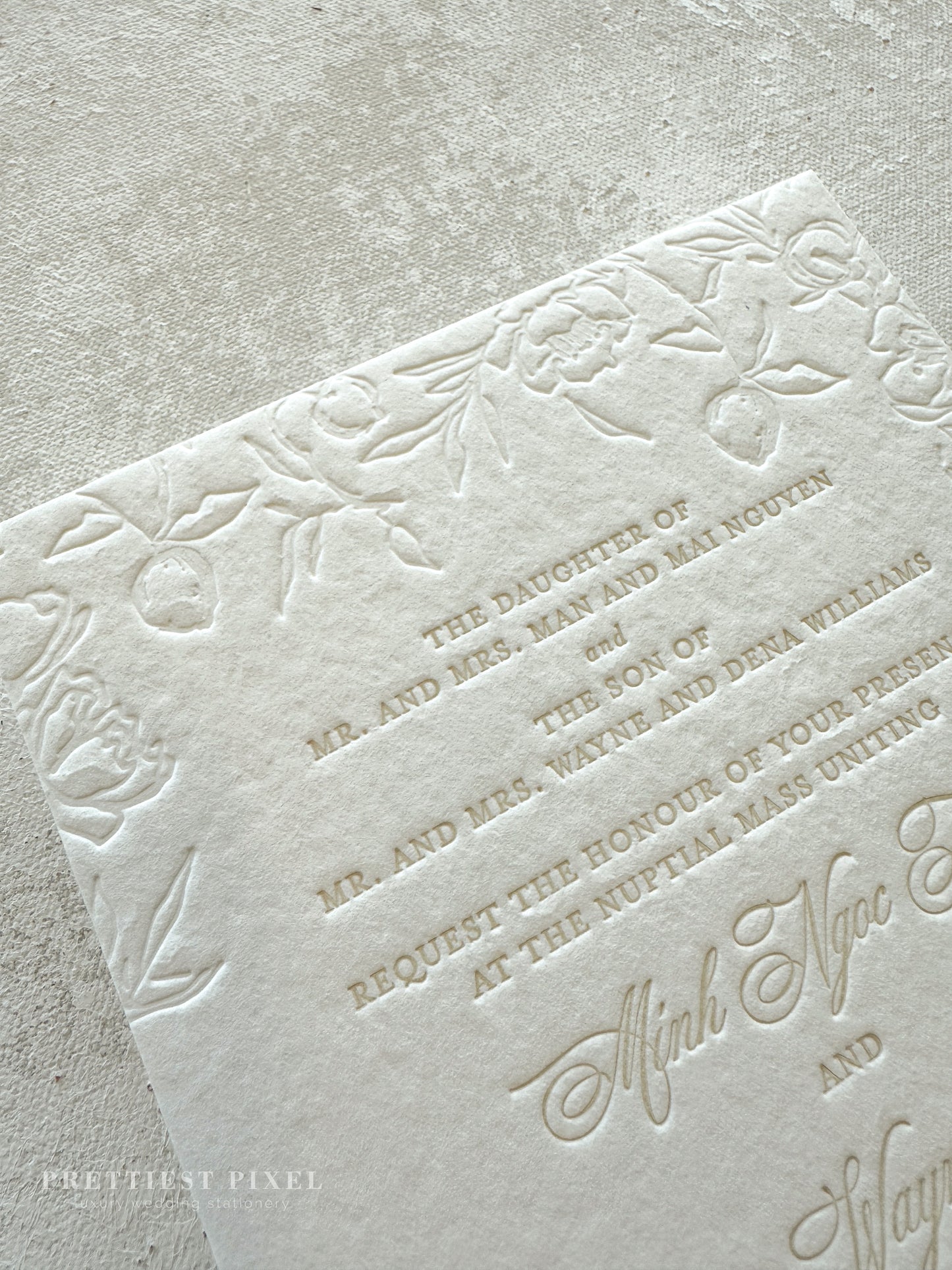 Embossed Letterpress Invitations | Neutrals | Wedding Invitation - Style 991