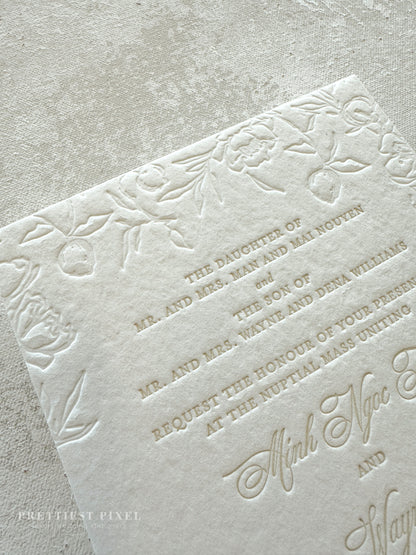 Embossed Letterpress Invitations | Neutrals | Wedding Invitation - Style 991