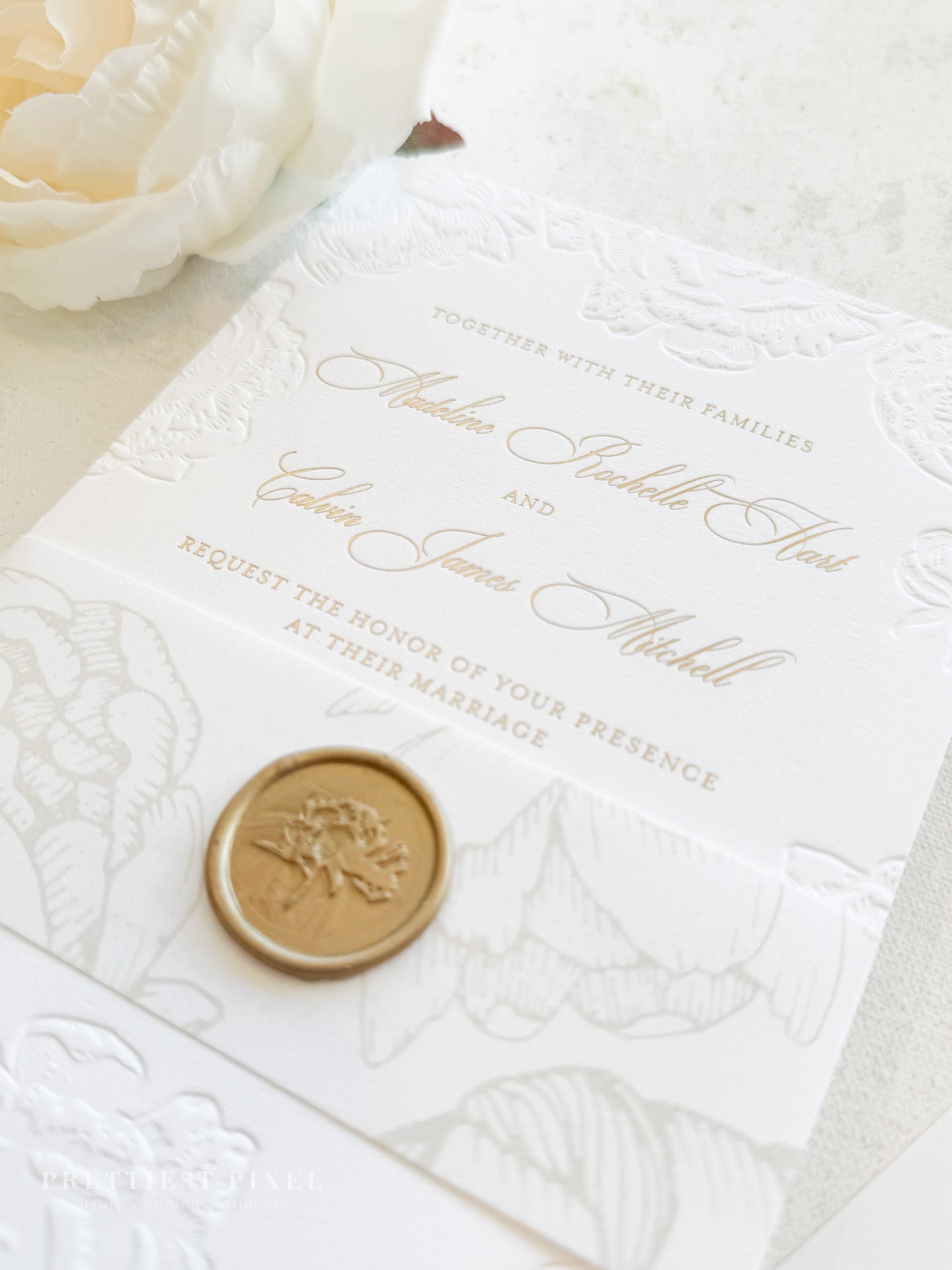 Letterpress Deboss Wedding Invitations | Style 999