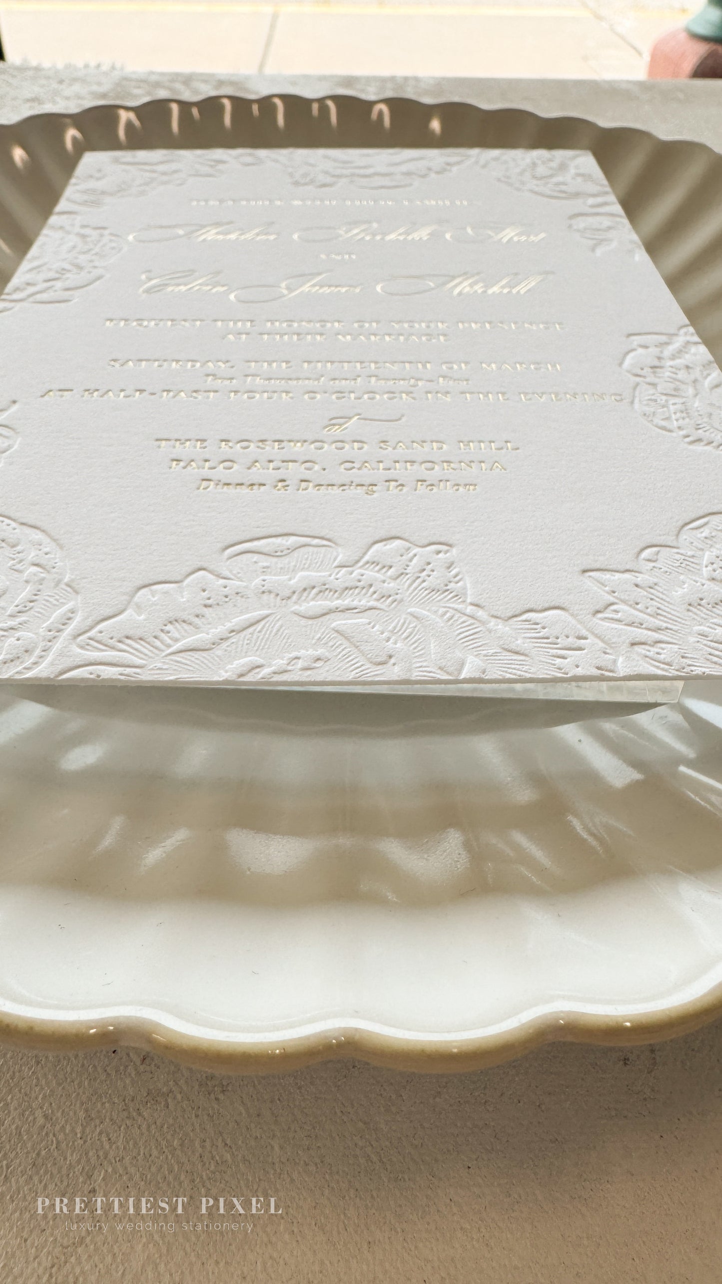 Letterpress Embossed Wedding Invitations with Gold Foil | Style 999