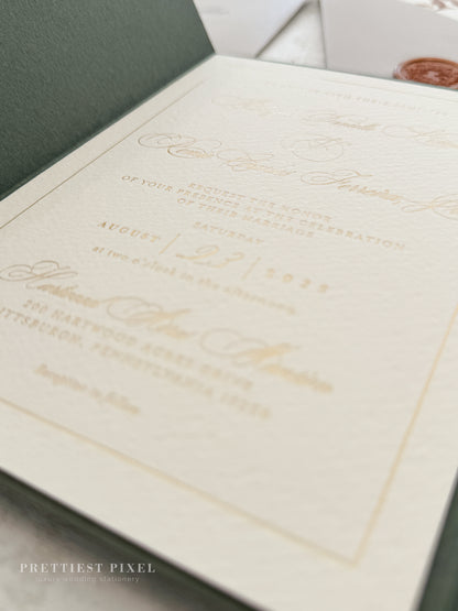 Green Wedding Invitation with Foil Invitation | Style 220