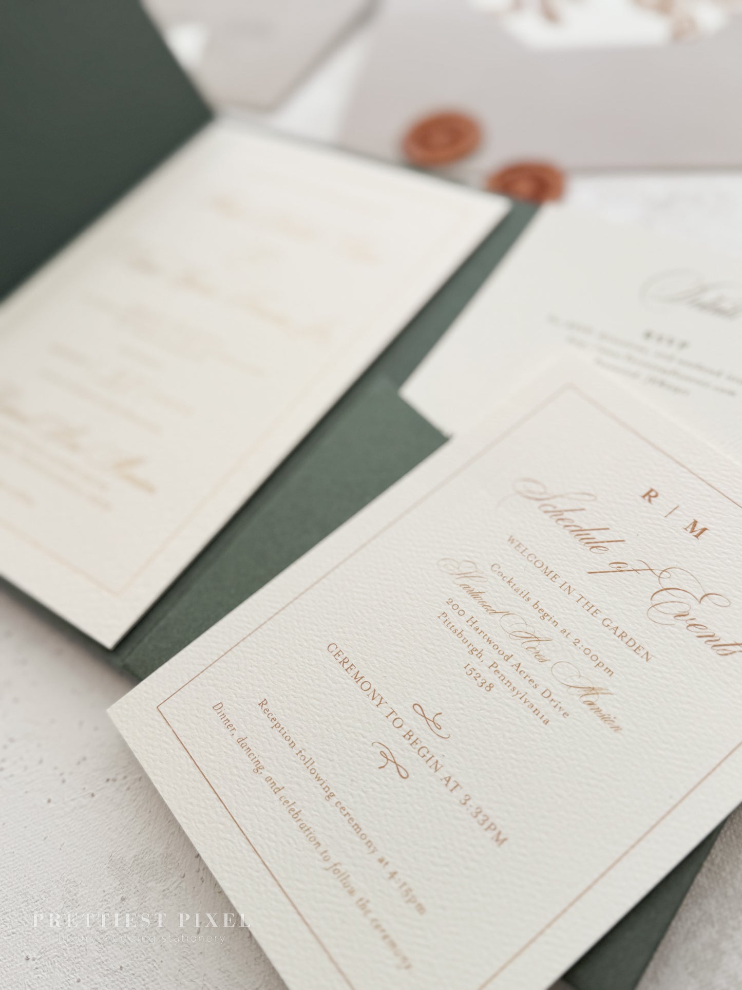 Green Wedding Invitation with Foil Invitation | Style 220