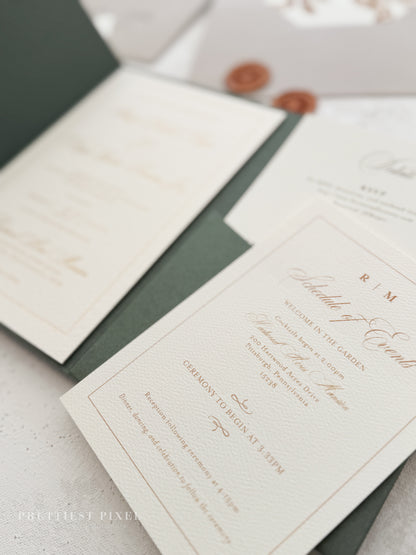 Green Wedding Invitation with Foil Invitation | Style 220