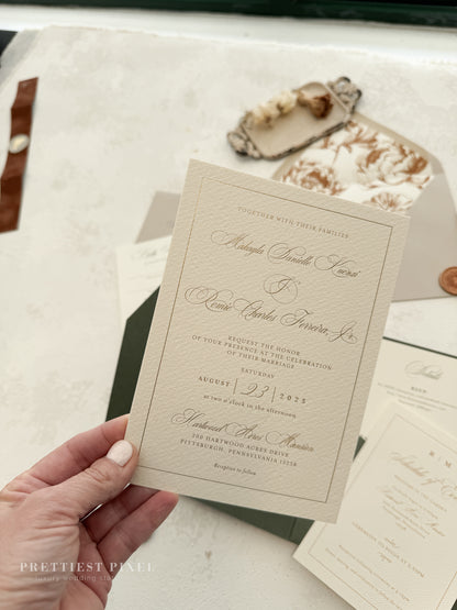 Green Wedding Invitation with Foil Invitation | Style 220