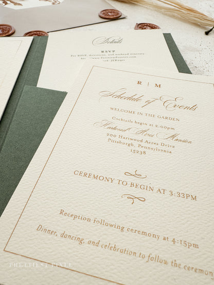 Green Wedding Invitation with Foil Invitation | Style 220