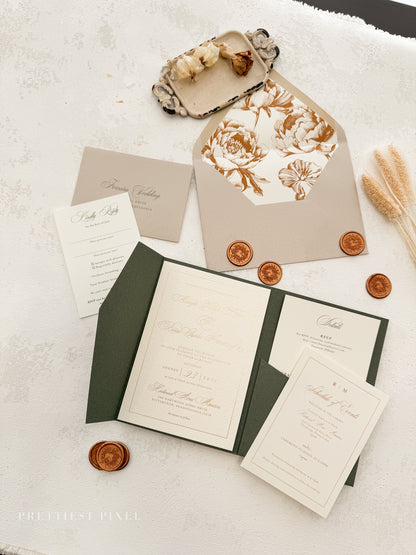 Green Wedding Invitation with Foil Invitation | Style 220