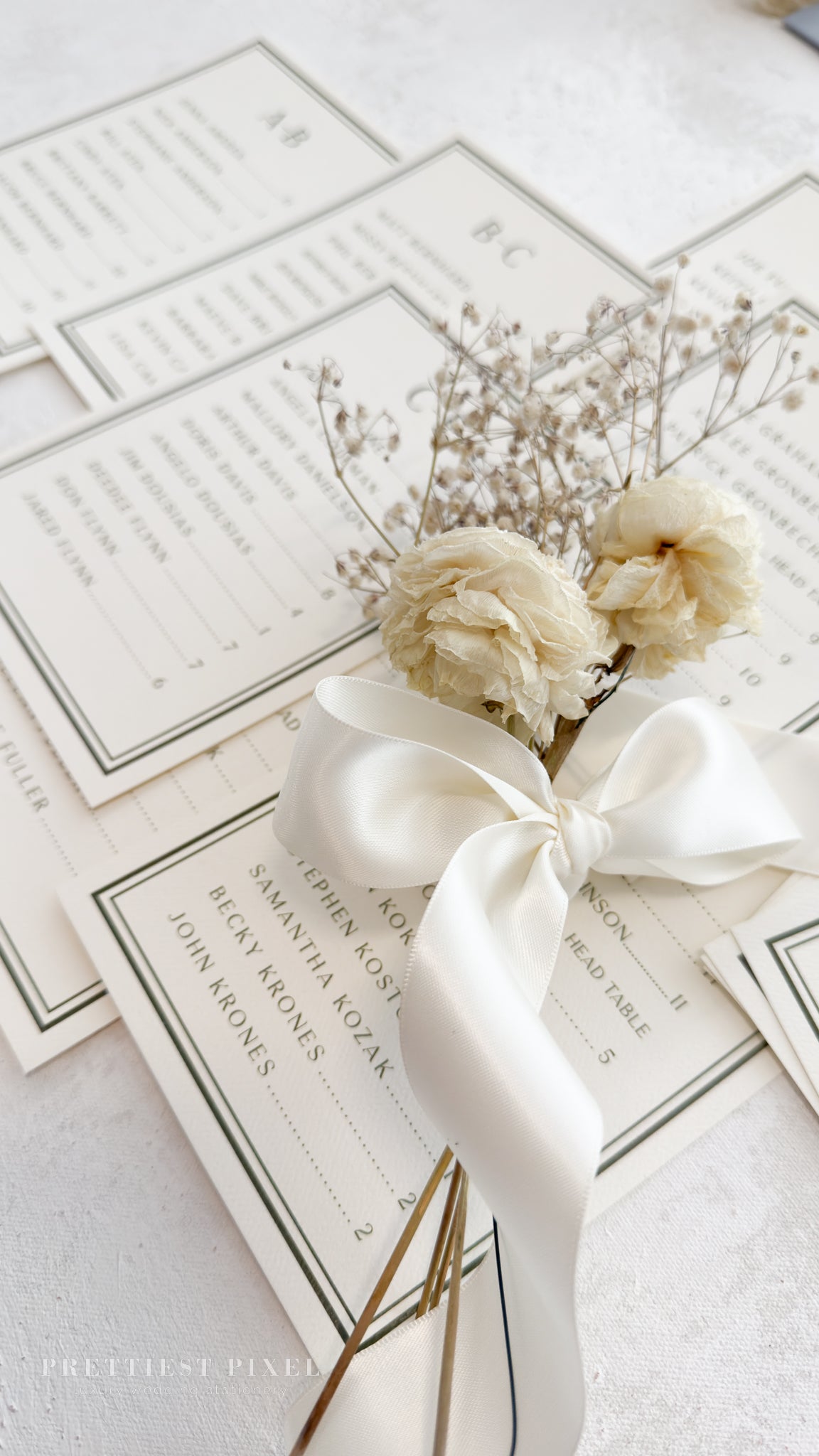 Wedding Seating Chart - Printed Bespoke Cards for Elegant Reception Decor