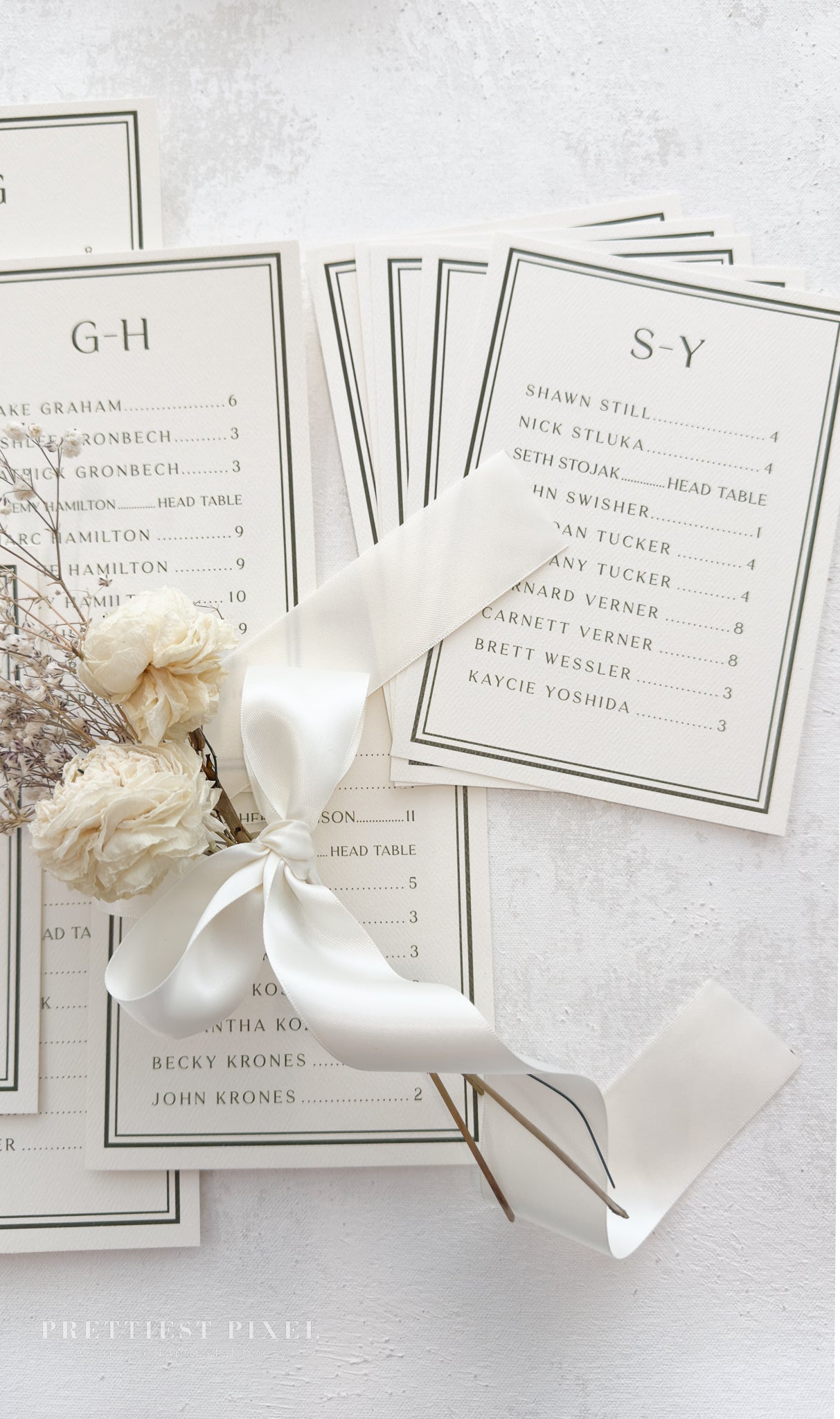 Wedding Seating Chart - Printed Bespoke Cards for Elegant Reception Decor