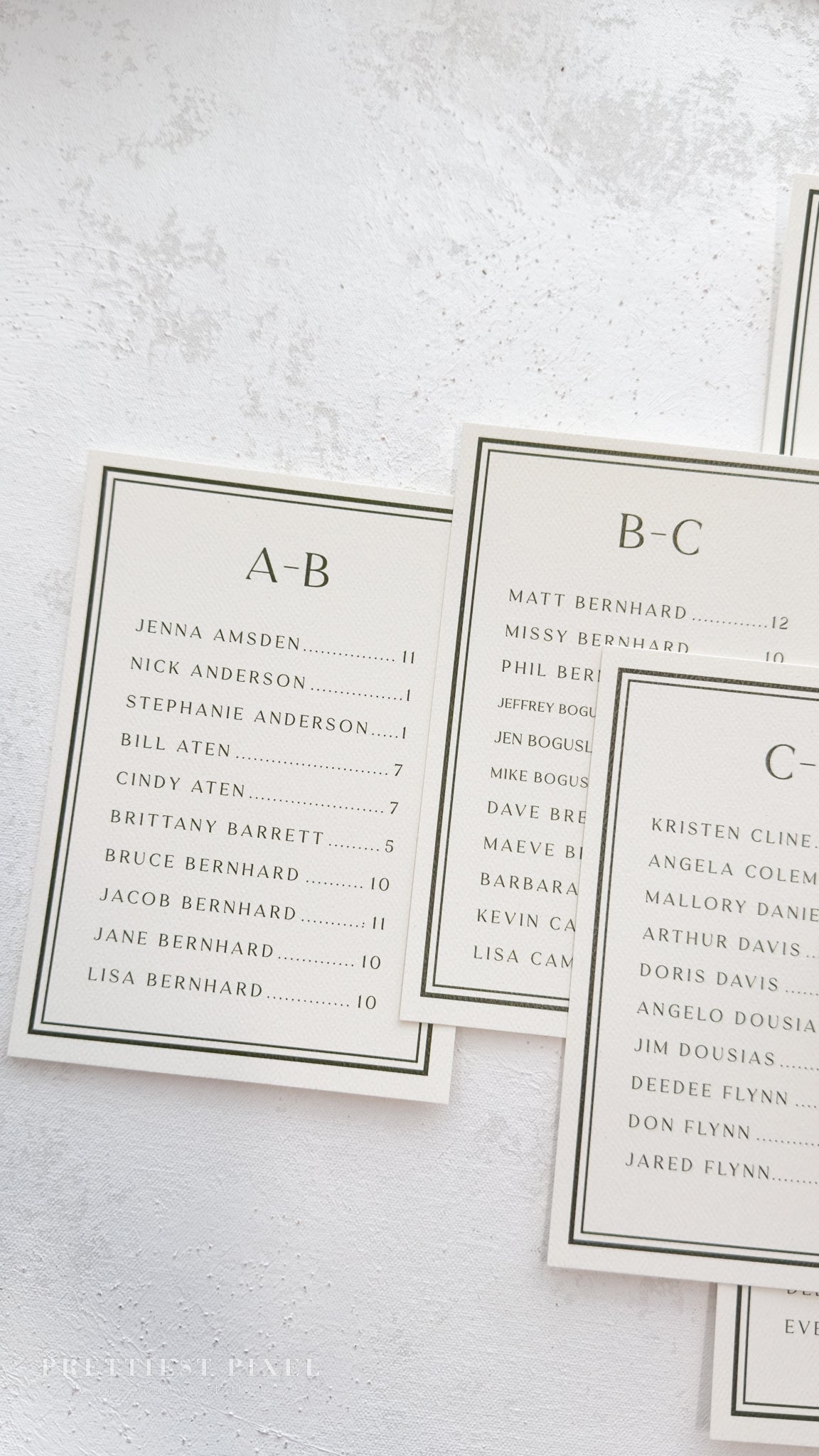 Wedding Seating Chart - Printed Bespoke Cards for Elegant Reception Decor