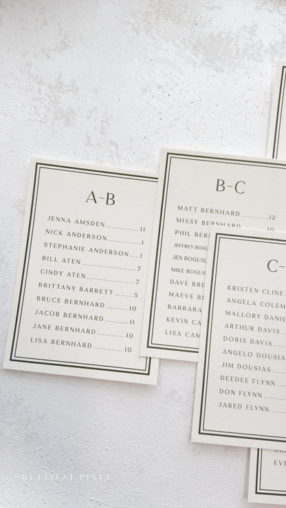 Wedding Seating Chart - Printed Bespoke Cards for Elegant Reception Decor