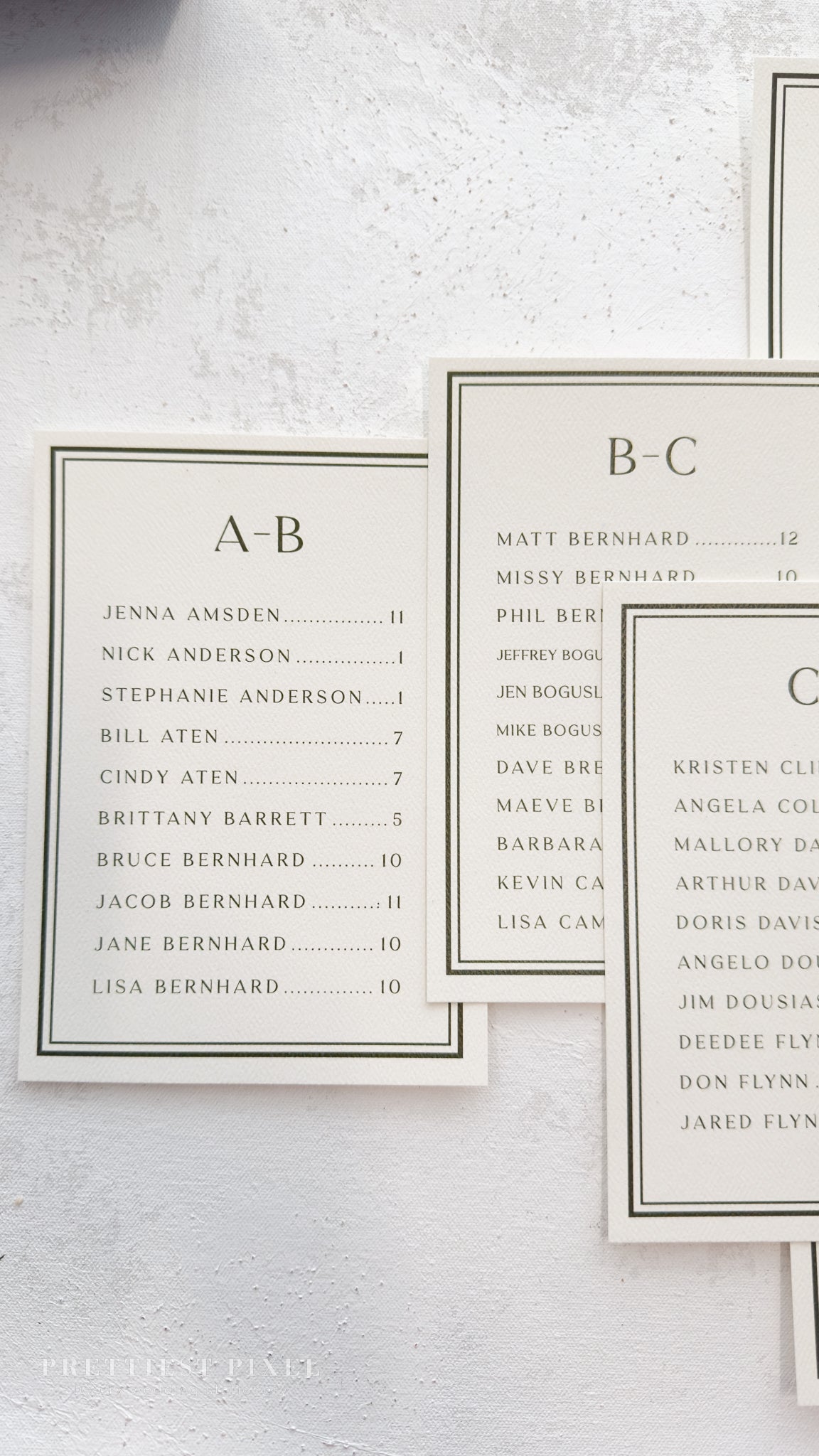 Wedding Seating Chart - Printed Bespoke Cards for Elegant Reception Decor