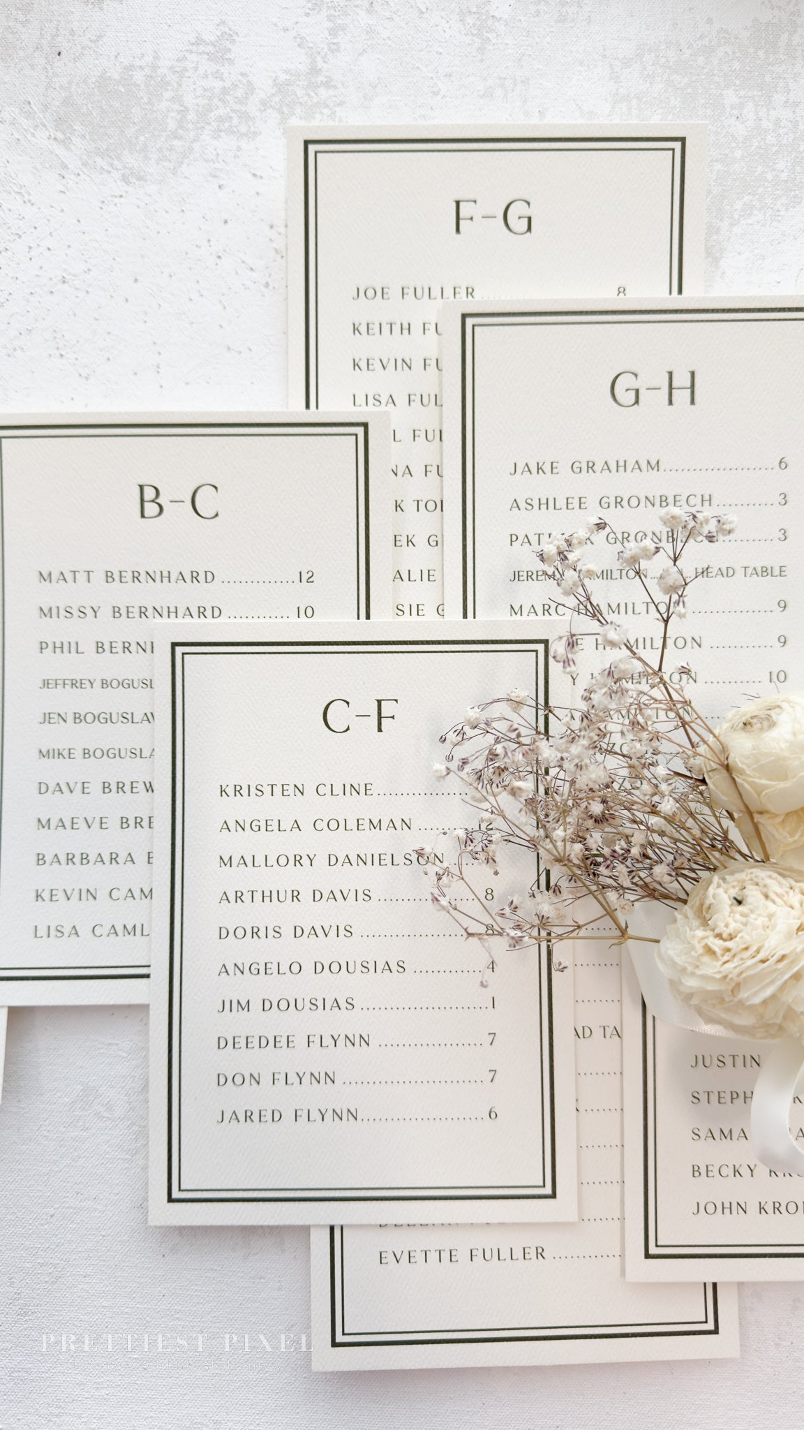 Wedding Seating Chart - Printed Bespoke Cards for Elegant Reception Decor