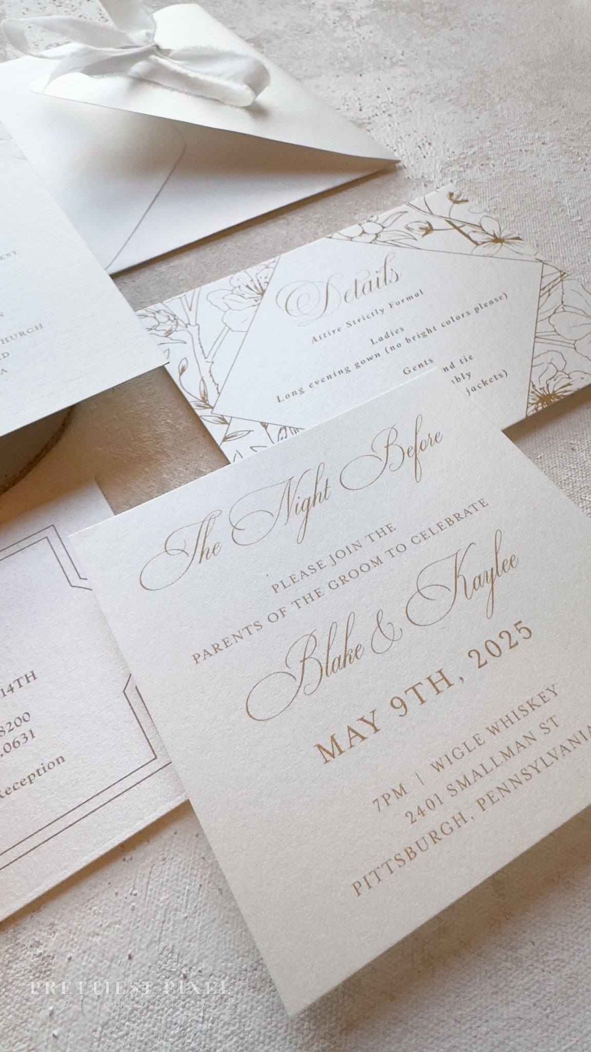 Blind Deboss Wedding Invitations – Elegant Neutral Wedding Invitation Suite with RSVP Card Style 777 Digital Printing