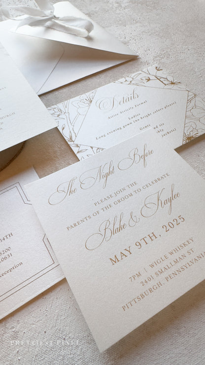 Blind Deboss Wedding Invitations – Elegant Neutral Wedding Invitation Suite with RSVP Card Style 777 Digital Printing