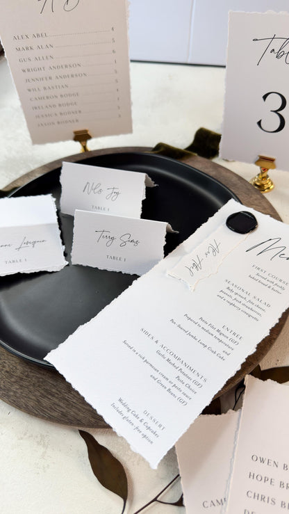 Deckle Edge Wedding Place Cards: Modern Printed Name Tags - Style 283 3.5x1 inches