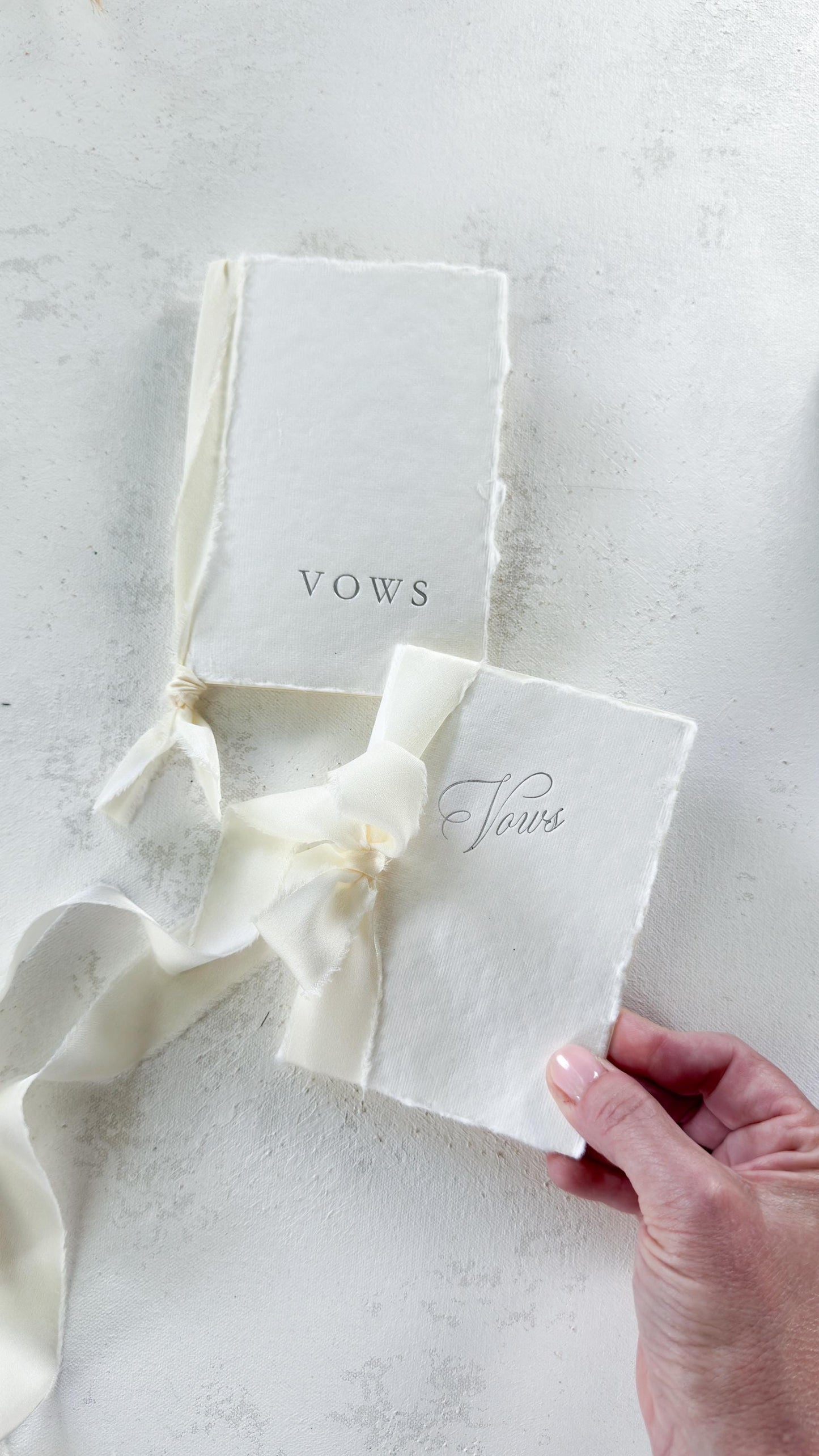 Handmade Paper Vow Books: Silver Foil Wedding Booklets (Set of 2)