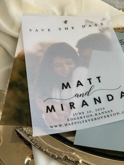 Save The Date Cards - Elegant Layered Invites With Clear Translucent Invitations - Style 171