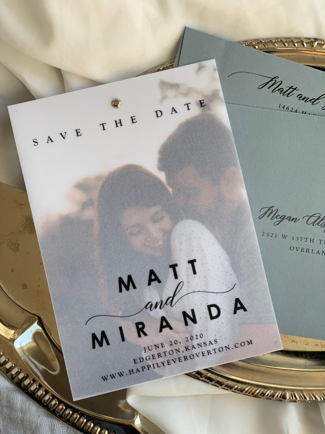 Save The Date Cards - Elegant Layered Invites With Clear Translucent Invitations - Style 171