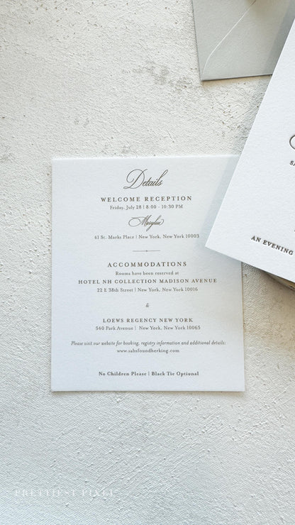 Letterpress Wedding Invitations - Custom Designs with Matching Cards Style 50