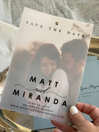 Save The Date Cards - Elegant Layered Invites With Clear Translucent Invitations - Style 171