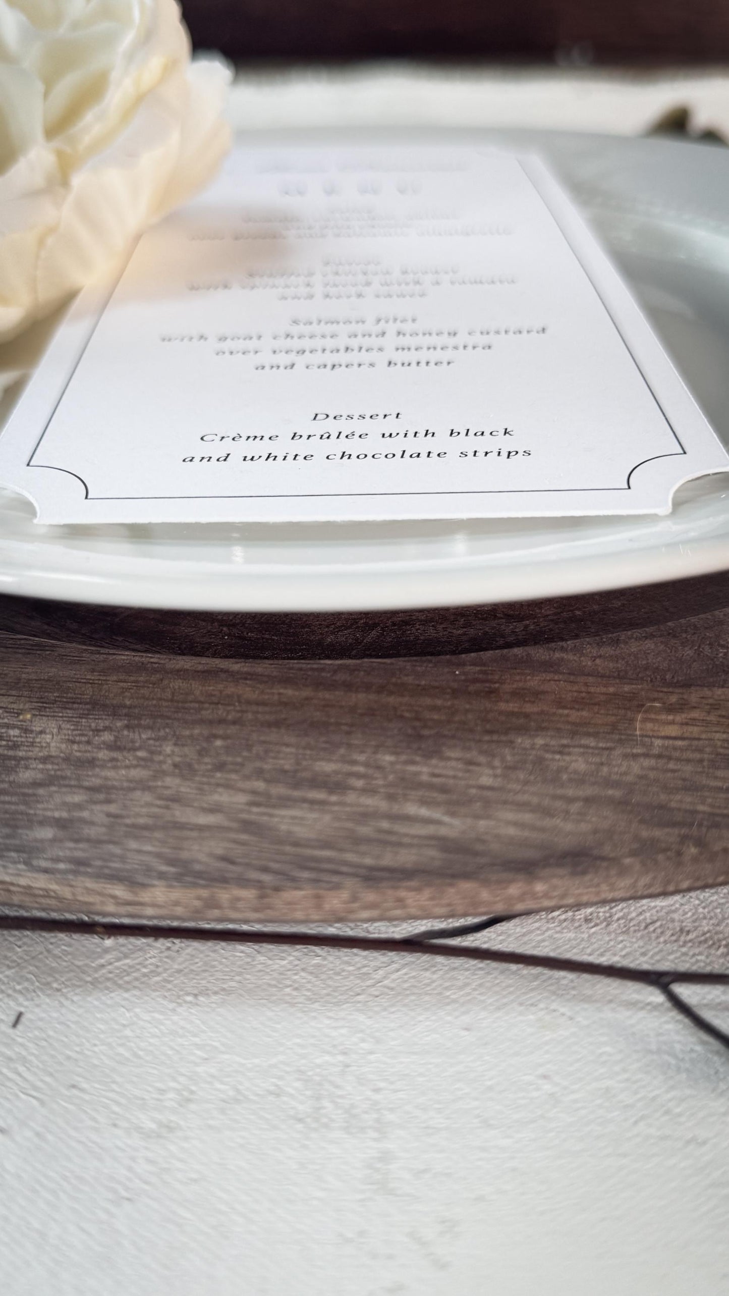 Elegant Wedding Menu Place Cards: Formal Table Setting, Style 3492