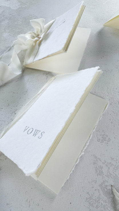 Handmade Paper Vow Books: Silver Foil Wedding Booklets (Set of 2)