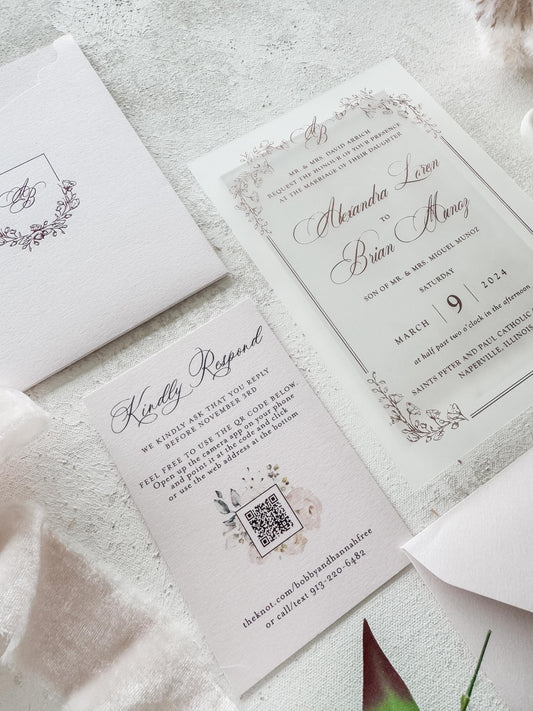 Classy Acrylic Wedding Invitations | Pink Wedding Invitation Cards Style 125