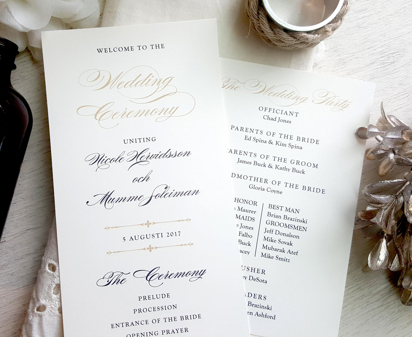 Wedding Programs  | Ceremony program  | Programs - Style 06  |  SET OF 10