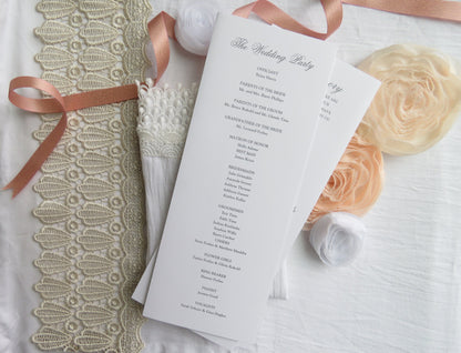 Folded Wedding Program Printable Template or Printing - Wedding Programs | Folded Program | CLASSIC Collection Style |  SET OF 10